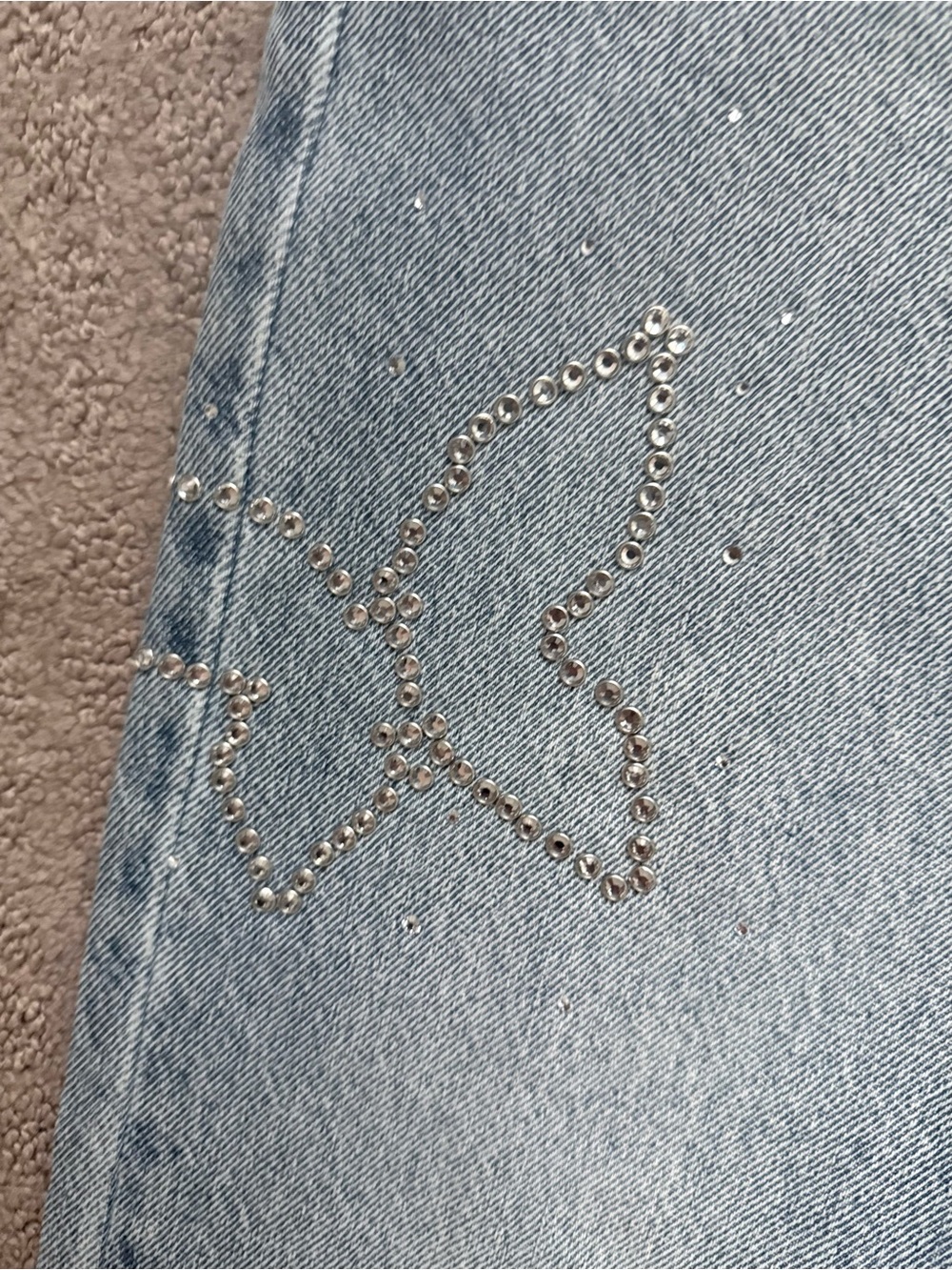 PacSun Light Blue Straight-Leg Jeans with Studded Butterfly Details - Picture 2 of 9